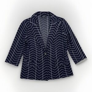 Misook Knit‎ Blazer Small Blue Chevron Jacket Luxury Career to Casual Button